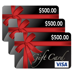 image of 3 $500 Visa Gift Cards--GRAND PRIZES in each community office